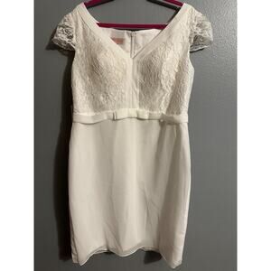 JJ’s House Womens Short White Wedding Dress Women's Size 16 Lace Overlay NWT